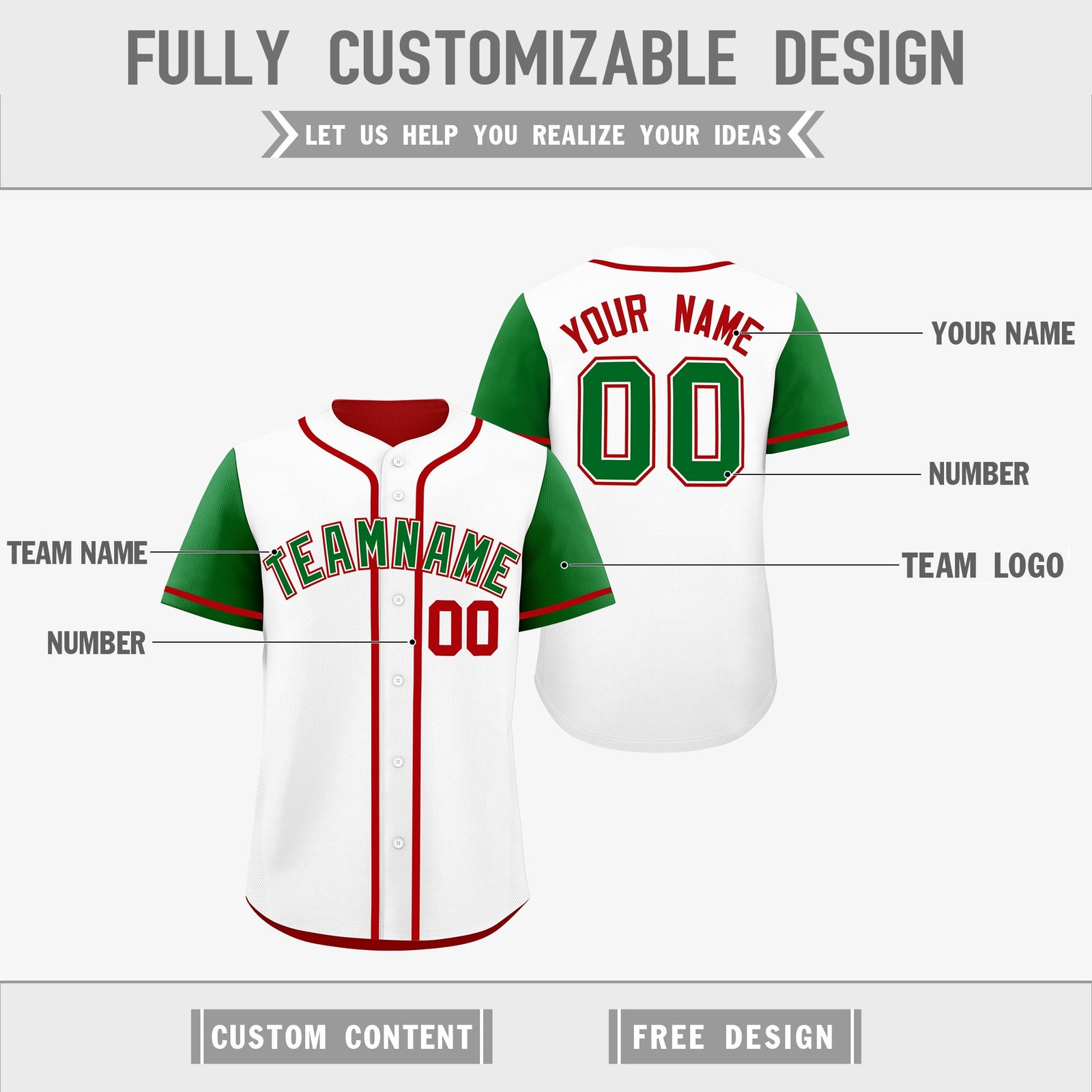 Custom White Red Reversible Raglan Sleeves Baseball Jersey| KXKSHOP