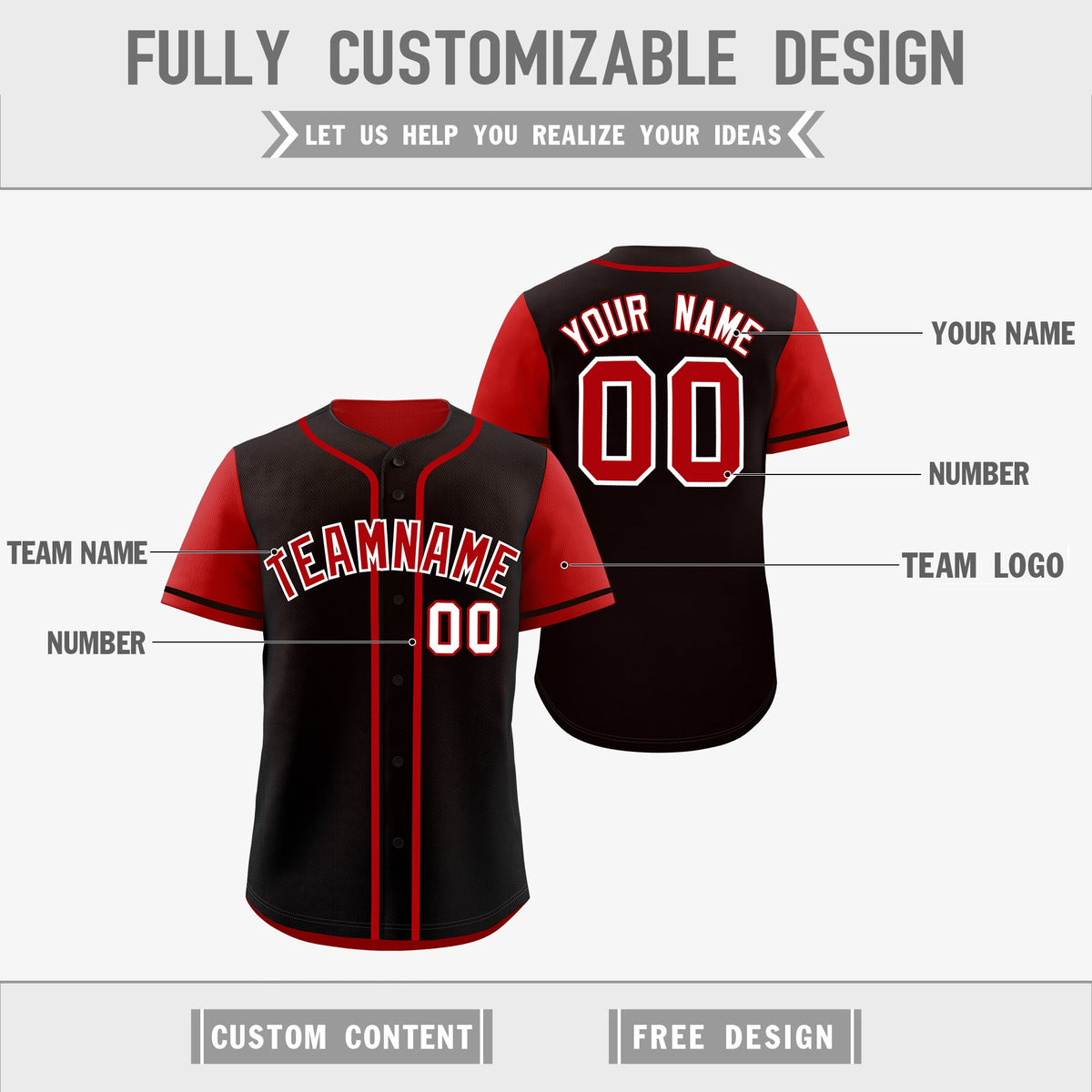 Custom Red Black Reversible Raglan Sleeves Baseball Jersey| KXKSHOP