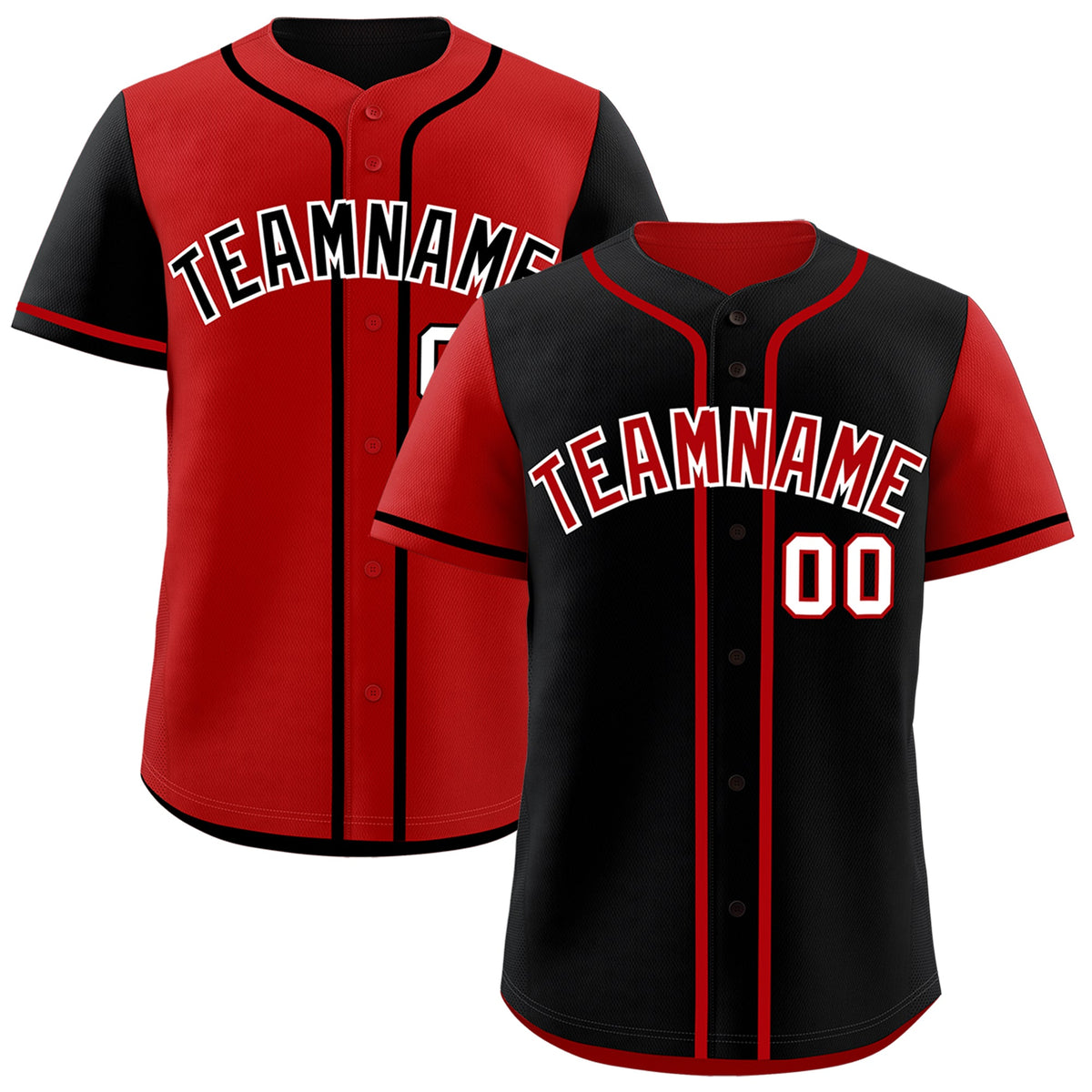 Custom Red Black Reversible Raglan Sleeves Baseball Jersey| KXKSHOP