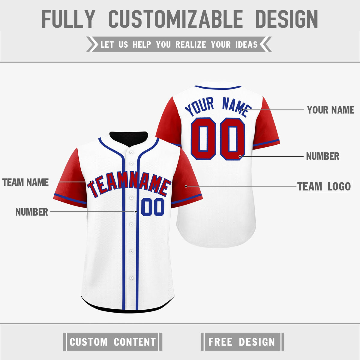 Custom White Black Royal Blue Reversible Raglan Sleeves Baseball Jersey| KXKSHOP