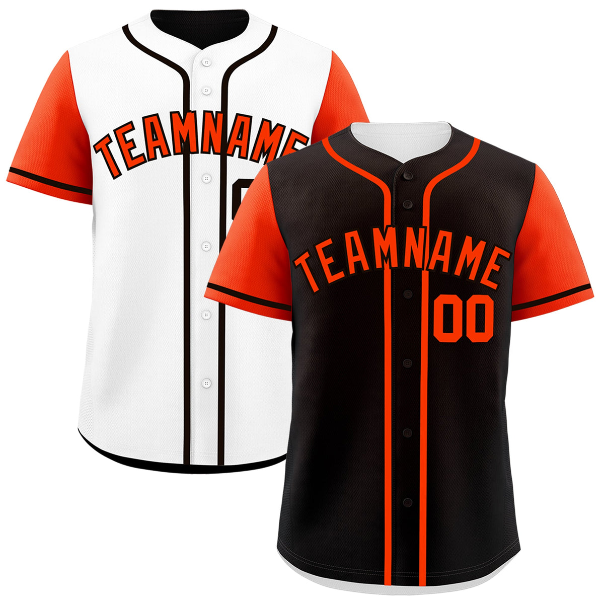 Custom Black White Orange Reversible Raglan Sleeves Baseball Jersey| KXKSHOP