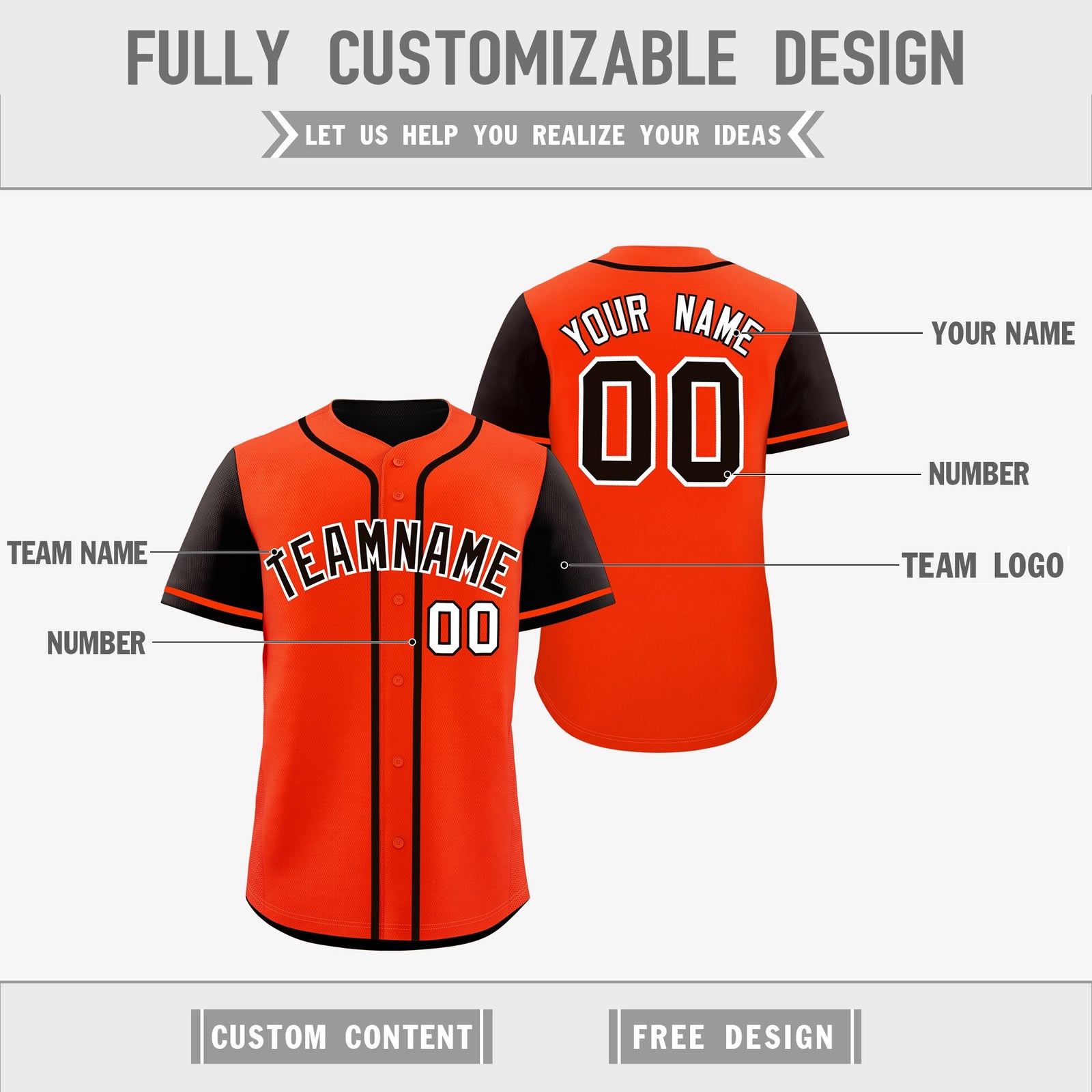 Custom Black Orange Reversible Raglan Sleeves Baseball Jersey| KXKSHOP