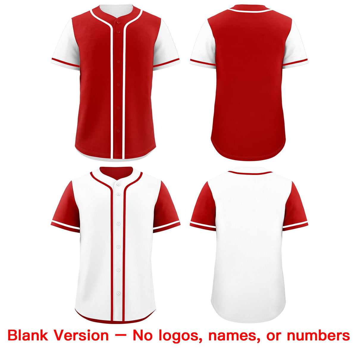 Custom White Red Reversible Raglan Sleeves Baseball Jersey| KXKSHOP