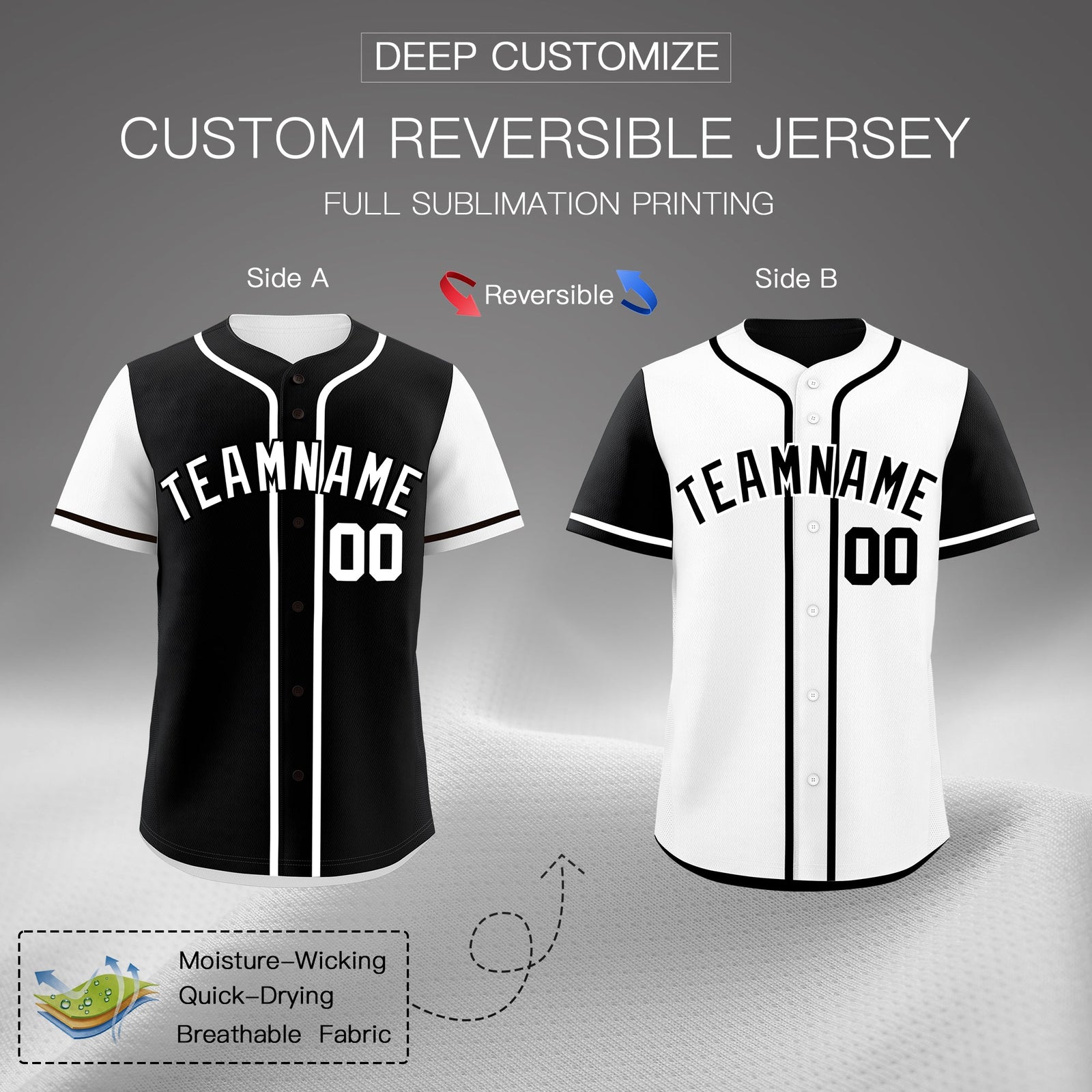 Custom White Black Reversible Raglan Sleeves Baseball Jersey| KXKSHOP