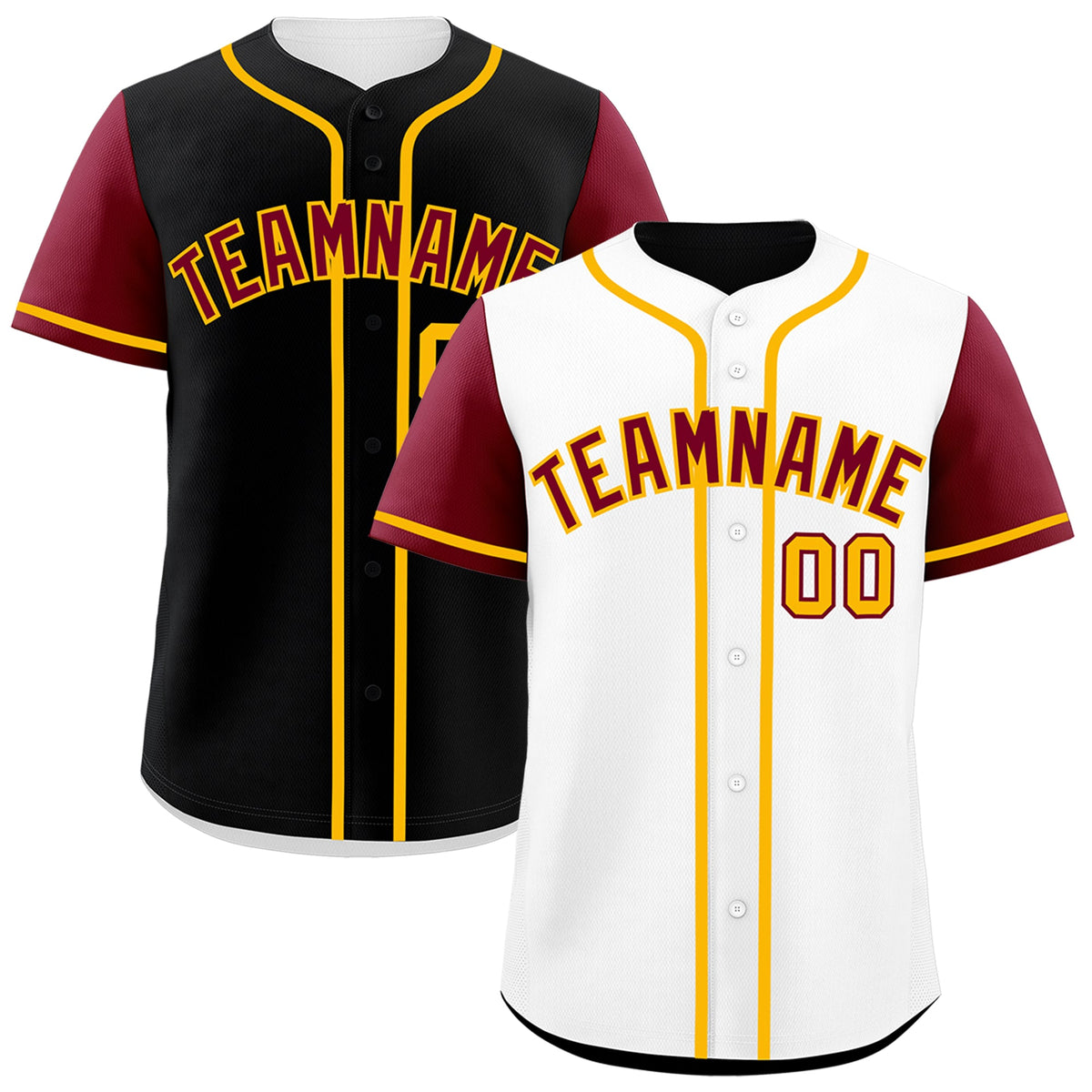 Custom White Black Yellow Reversible Raglan Sleeves Baseball Jersey| KXKSHOP