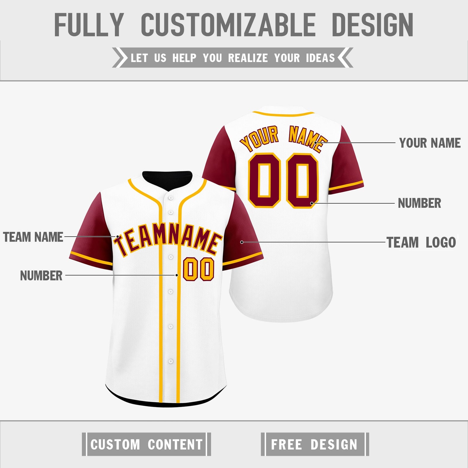 Custom White Black Yellow Reversible Raglan Sleeves Baseball Jersey| KXKSHOP