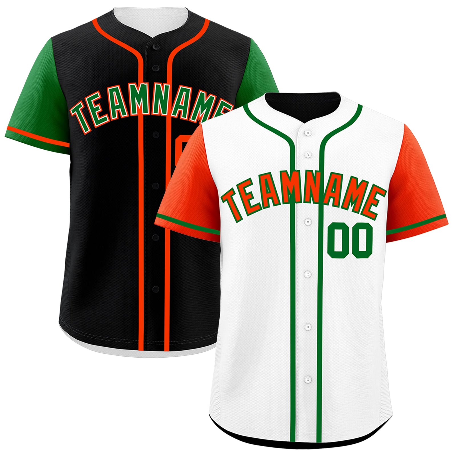 Custom White Black Kelly Green Reversible Raglan Sleeves Baseball Jersey| KXKSHOP