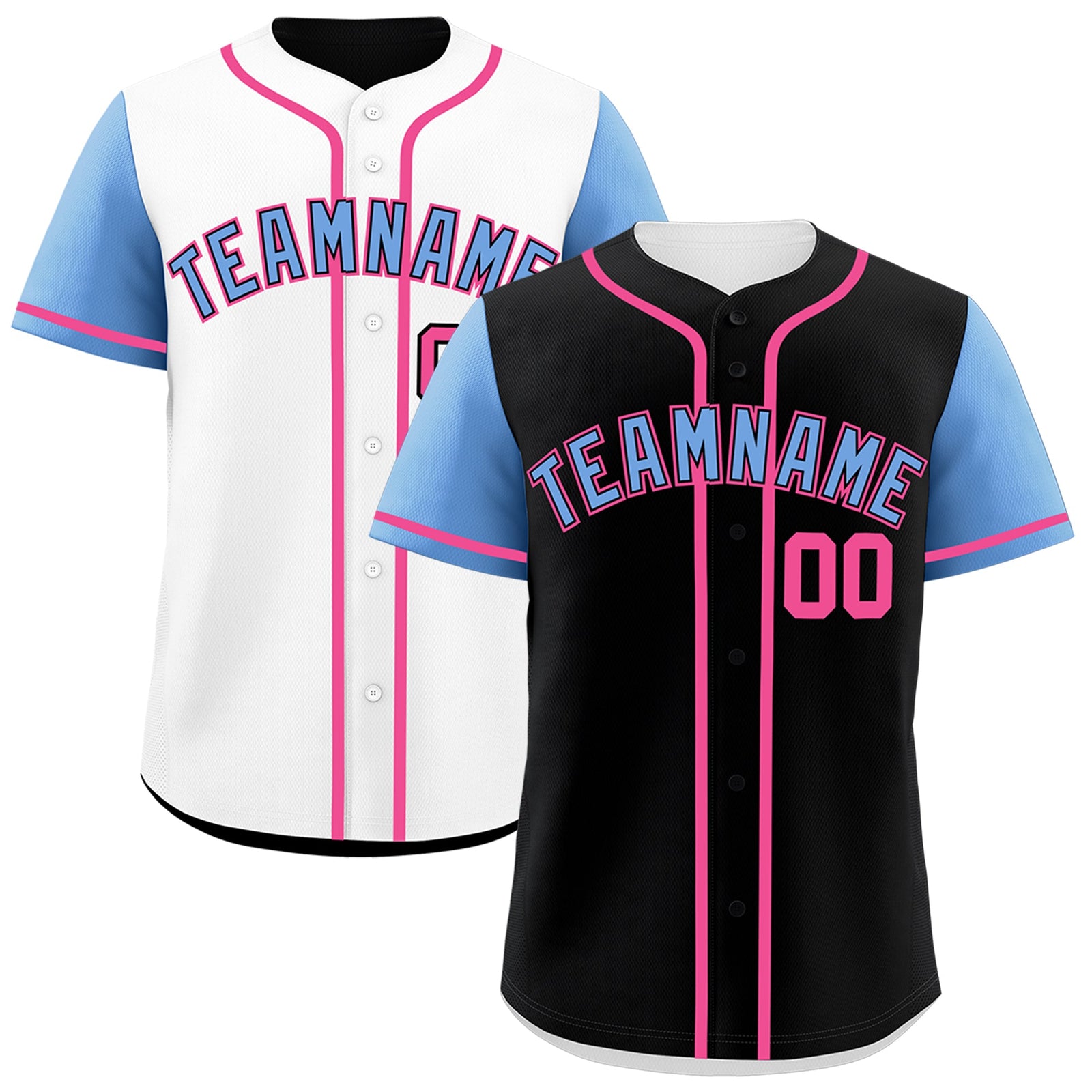 Custom Light Blue Black Yellow Reversible Raglan Sleeves Baseball Jersey| KXKSHOP