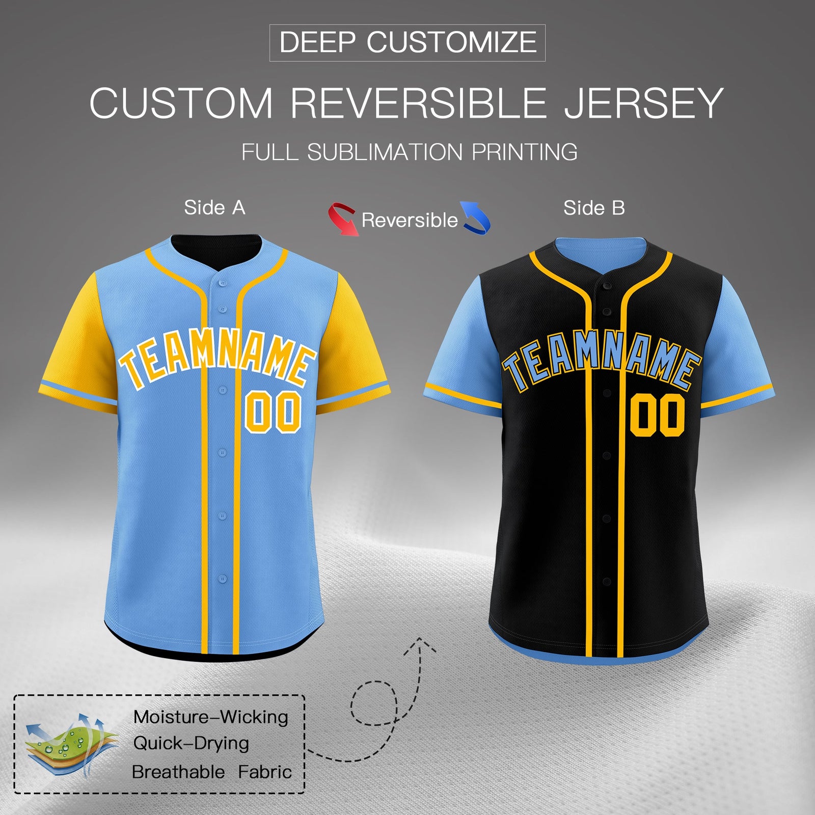 Custom Navy White Light Blue Reversible Raglan Sleeves Baseball Jersey| KXKSHOP