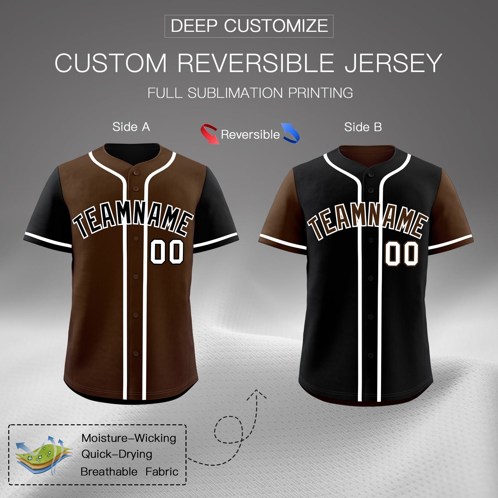 Custom Brown White Yellow Reversible Raglan Sleeves Baseball Jersey| KXKSHOP