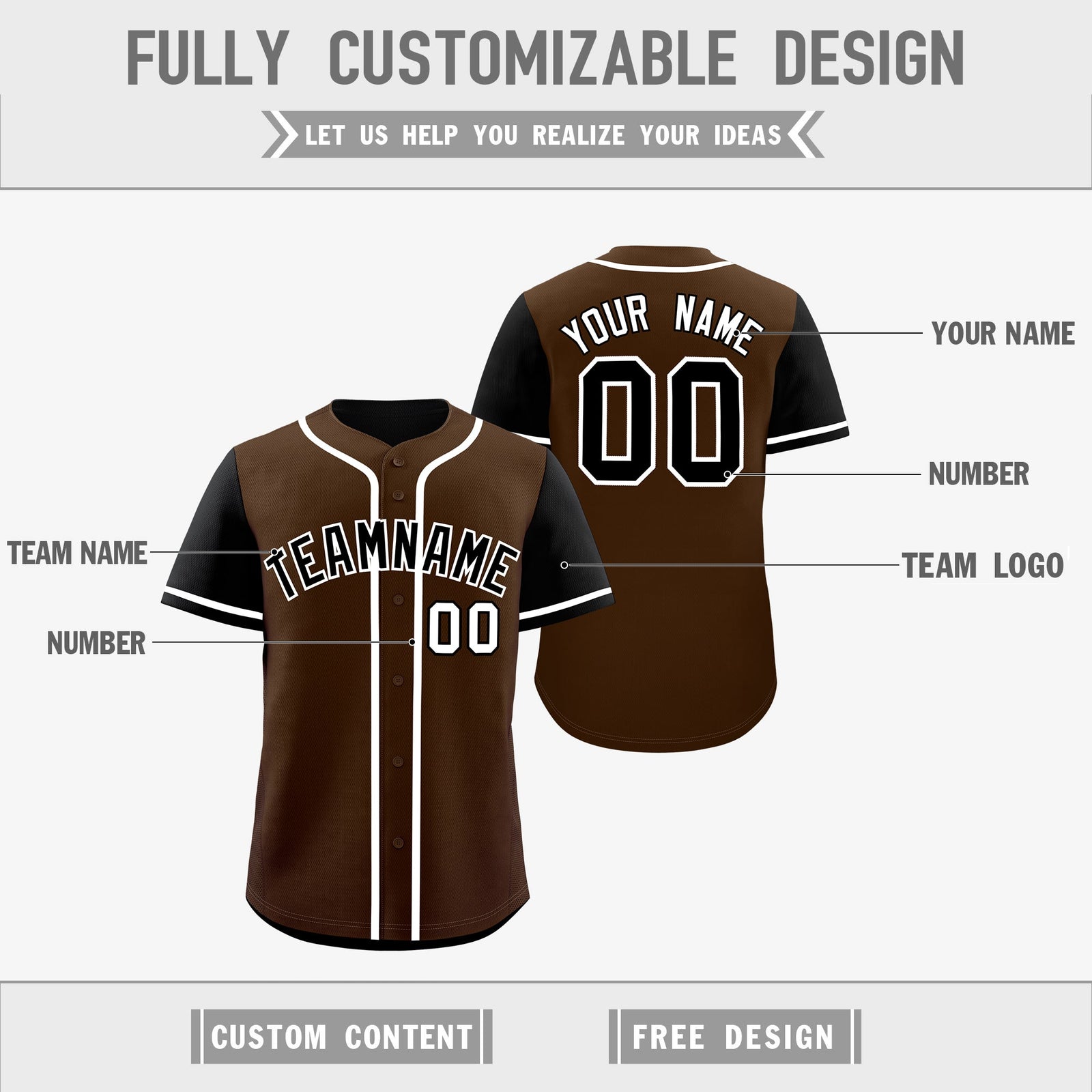 Custom Brown White Yellow Reversible Raglan Sleeves Baseball Jersey| KXKSHOP