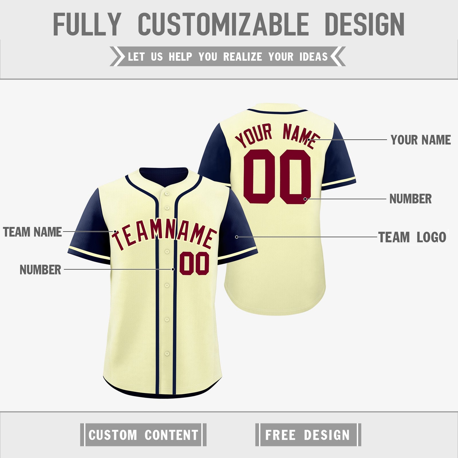 Custom Cream Black Reversible Raglan Sleeves Baseball Jersey| KXKSHOP