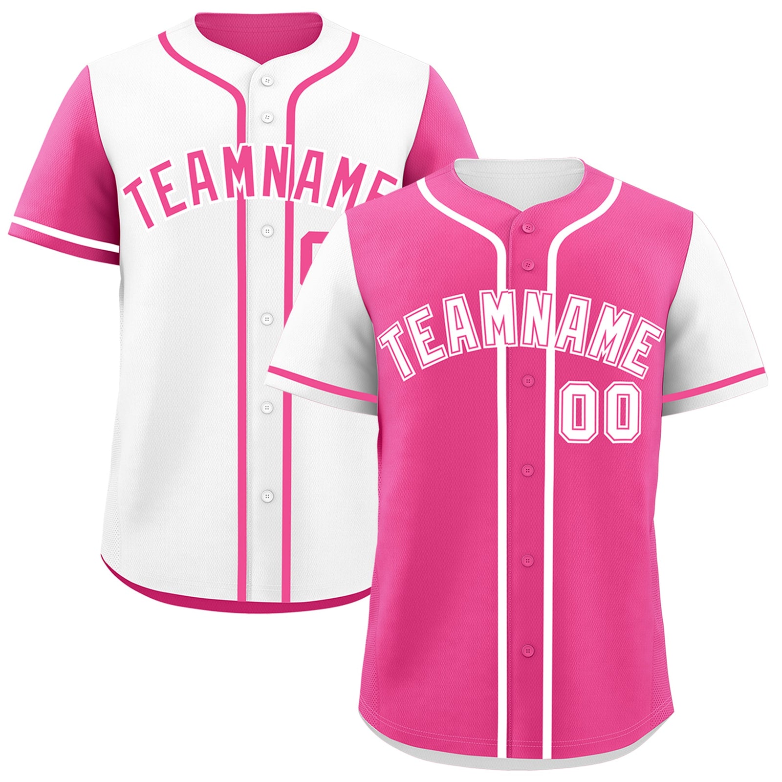 Custom Black White Pink Reversible Raglan Sleeves Baseball Jersey| KXKSHOP