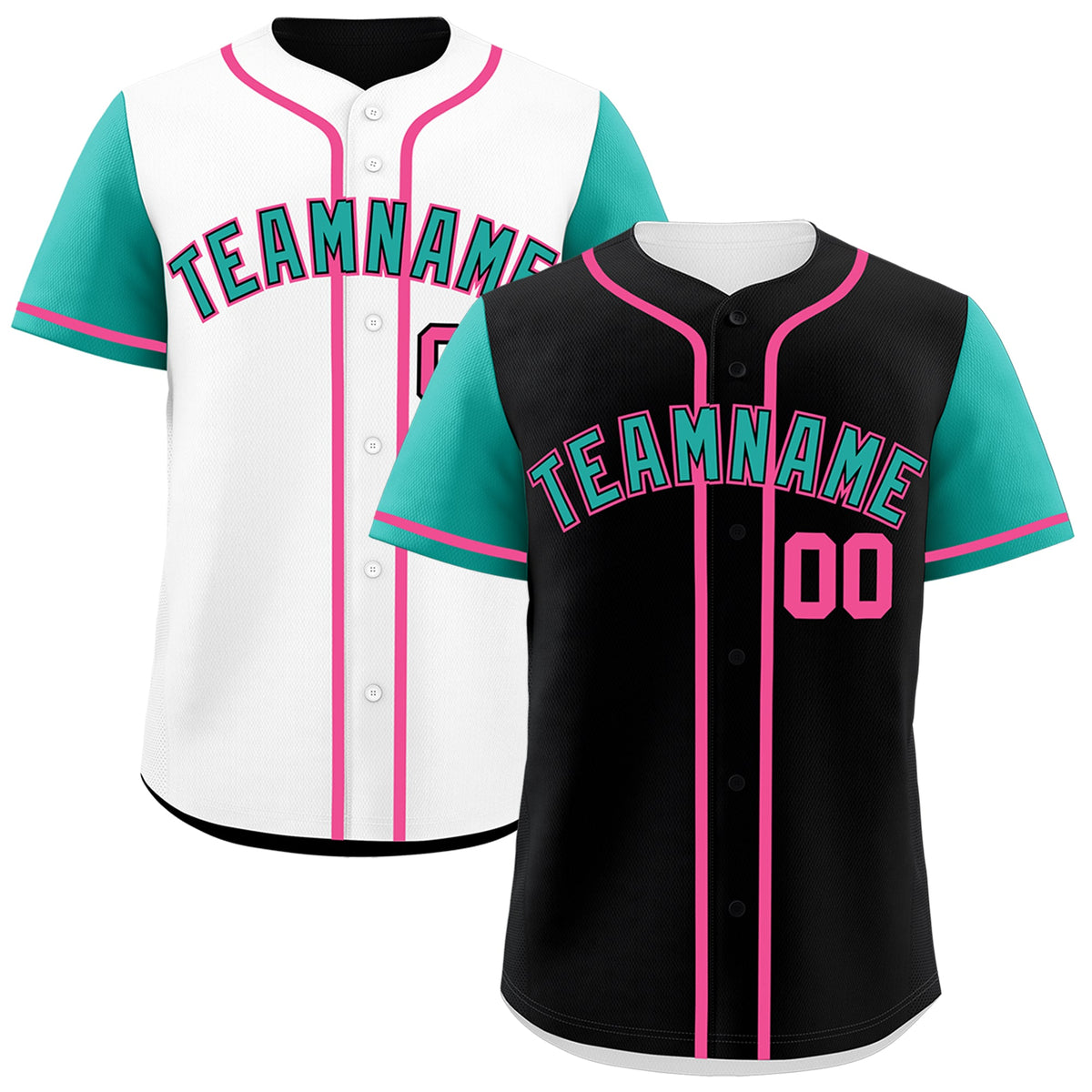 Custom Black White Pink Reversible Raglan Sleeves Baseball Jersey| KXKSHOP