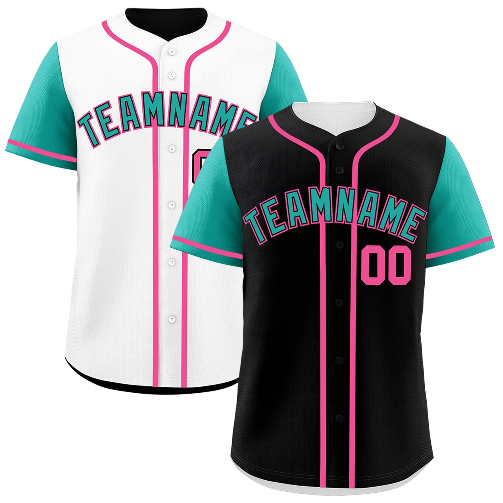 Custom Black White Pink Reversible Raglan Sleeves Baseball Jersey| KXKSHOP