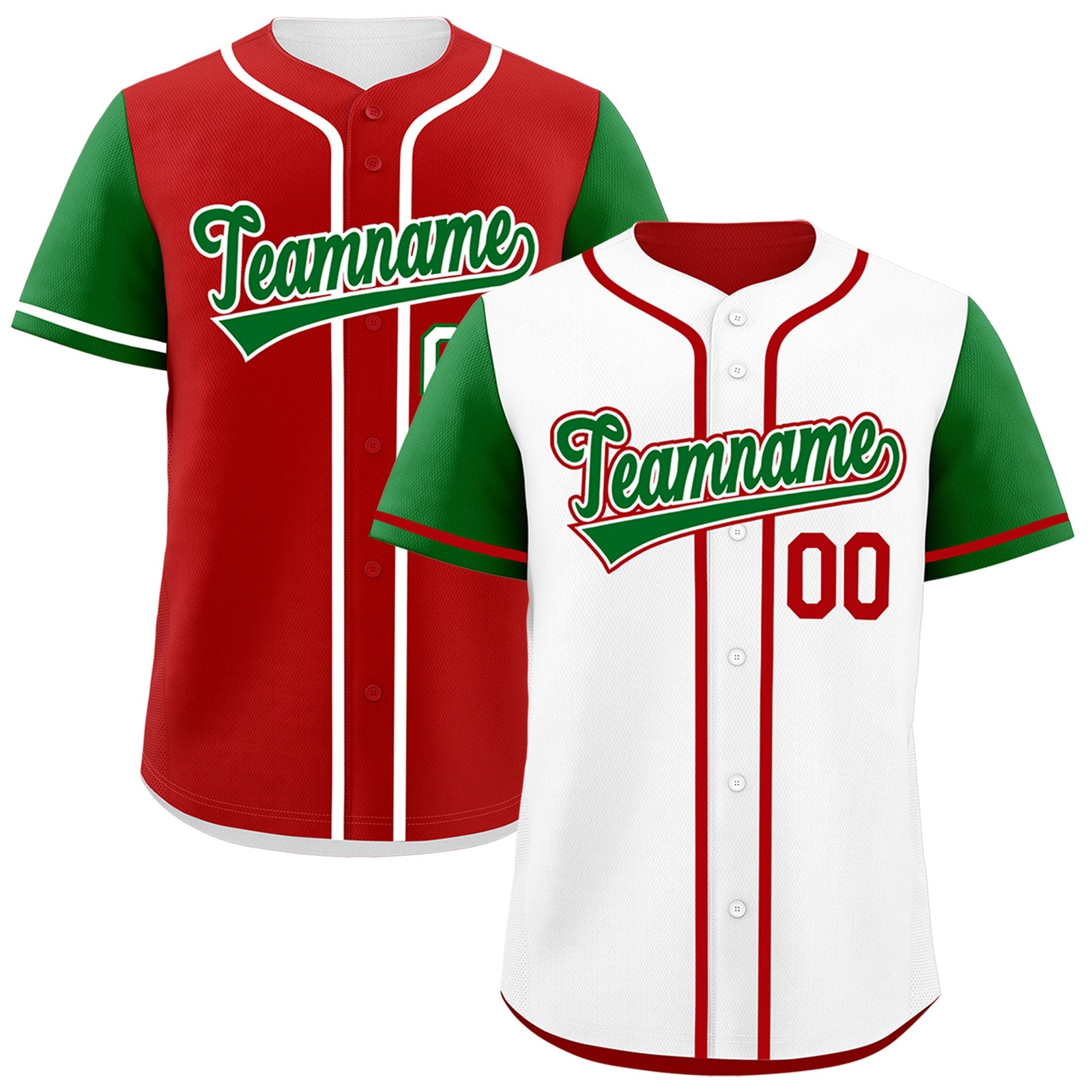Custom White Red Reversible Raglan Sleeves Baseball Jersey| KXKSHOP