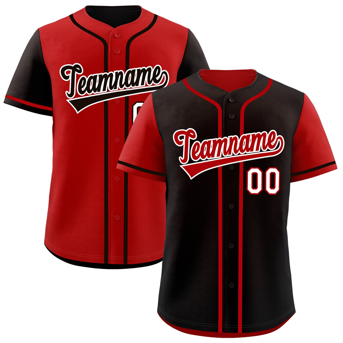 Custom Red Black Reversible Raglan Sleeves Baseball Jersey| KXKSHOP