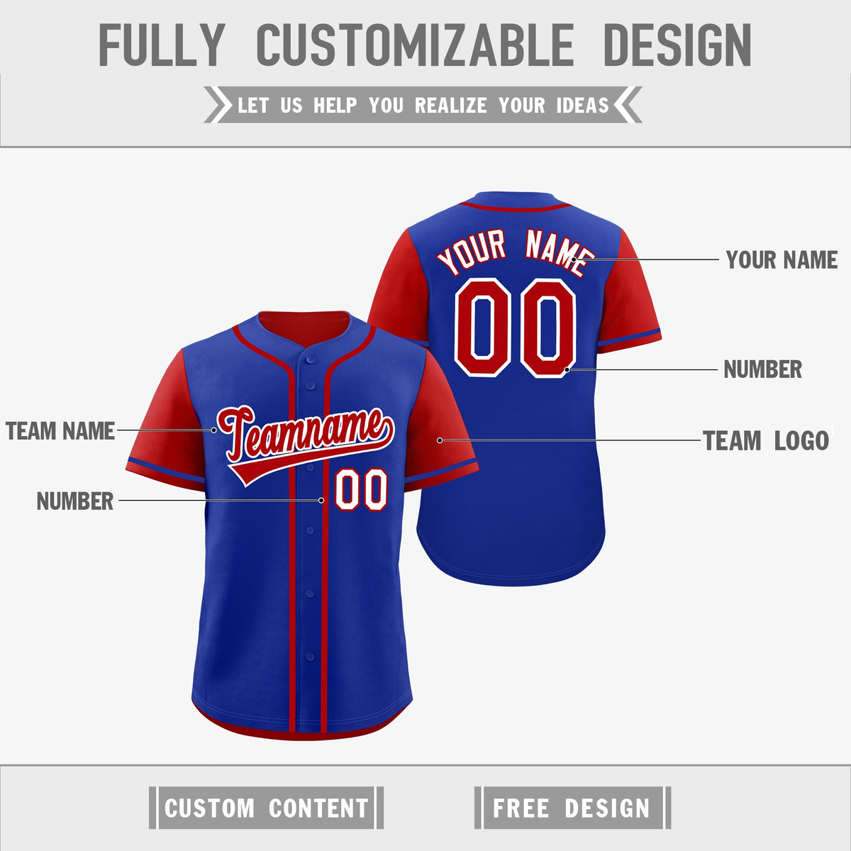 Custom Red Blue Reversible Raglan Sleeves Baseball Jersey| KXKSHOP