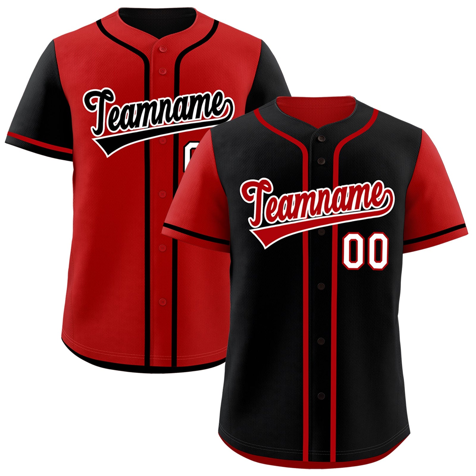 Custom Red Black Reversible Raglan Sleeves Baseball Jersey| KXKSHOP