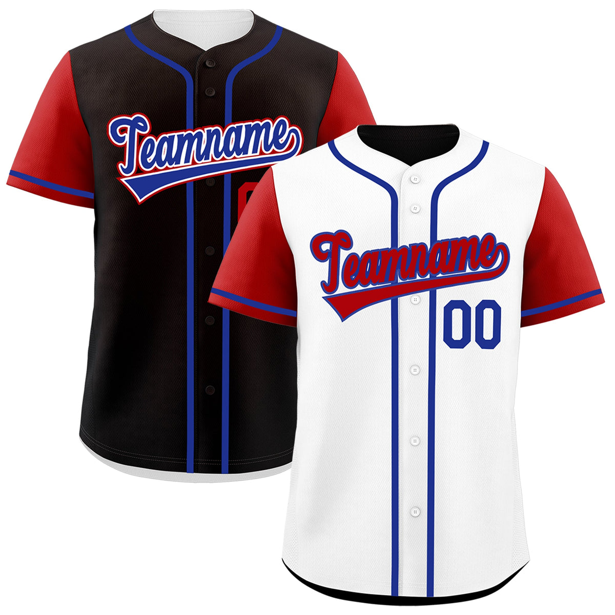 Custom White Black Royal Blue Reversible Raglan Sleeves Baseball Jersey| KXKSHOP