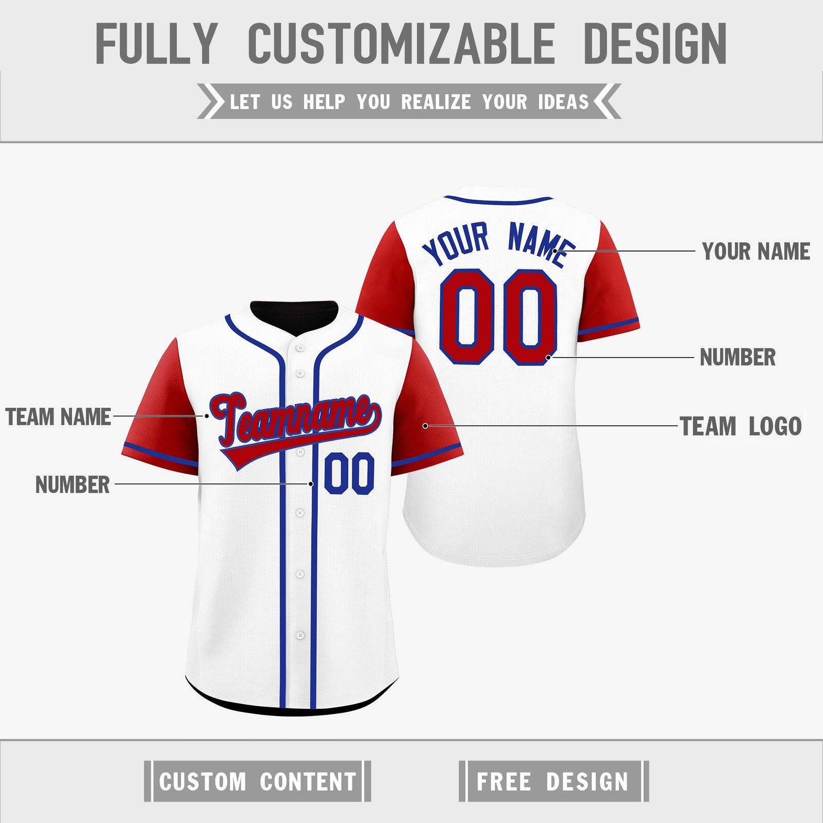 Custom White Black Royal Blue Reversible Raglan Sleeves Baseball Jersey| KXKSHOP