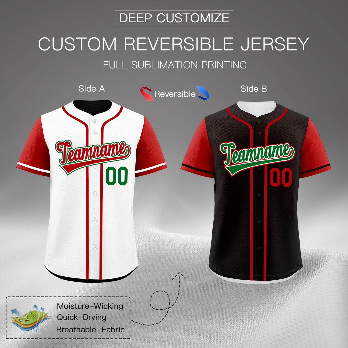 Custom Black White Reversible Raglan Sleeves Baseball Jersey| KXKSHOP