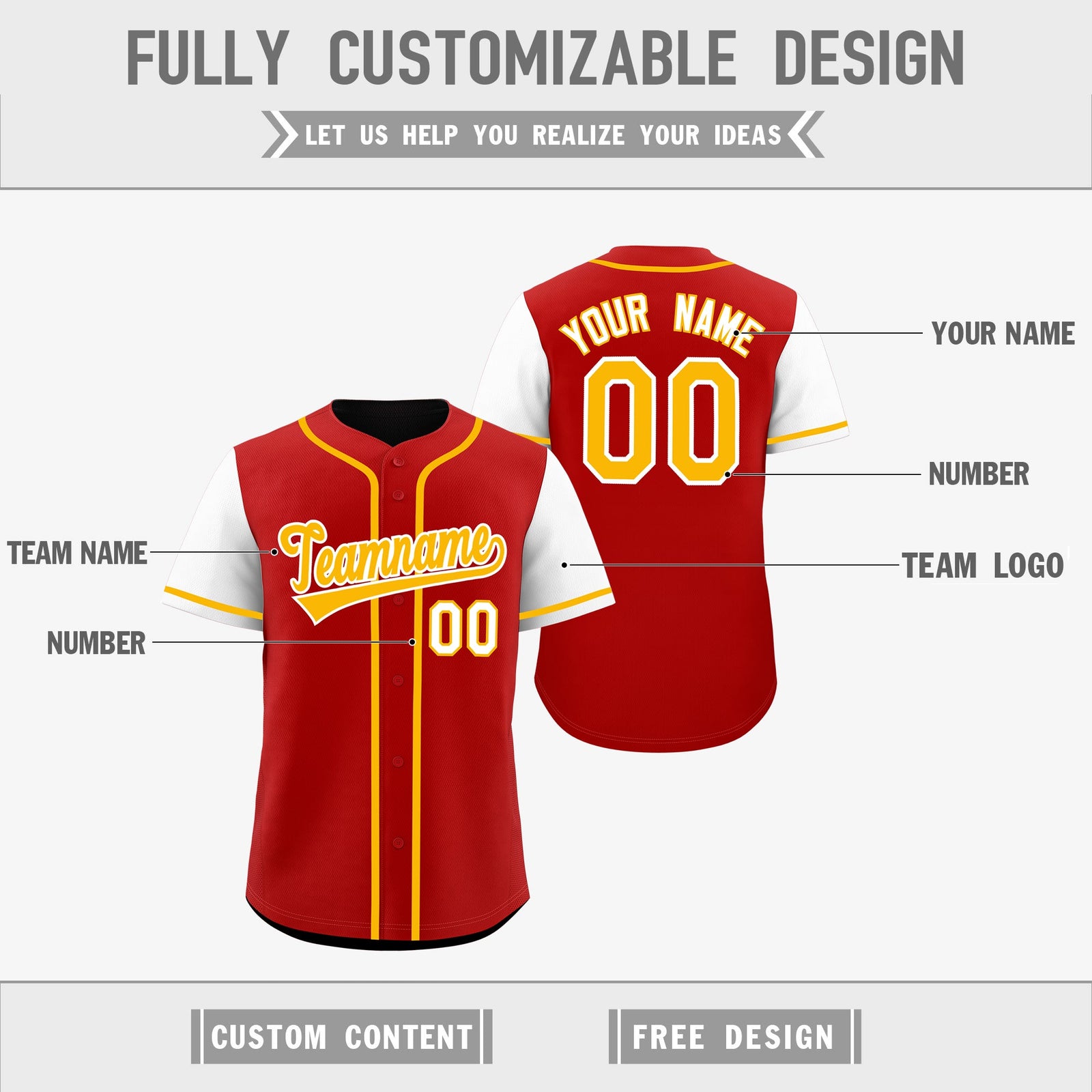 Custom Red Black Yellow Reversible Raglan Sleeves Baseball Jersey| KXKSHOP