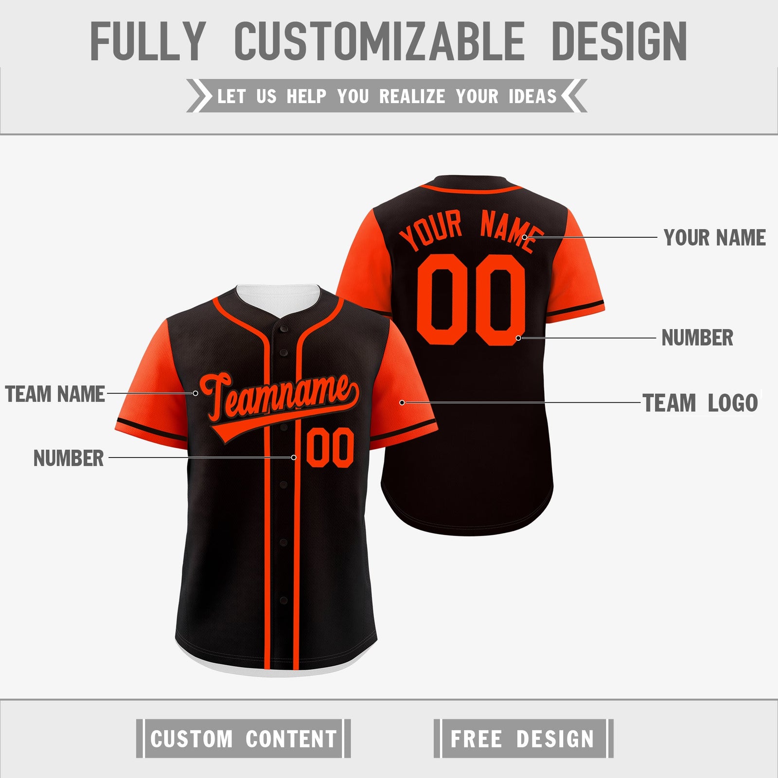 Custom Black White Orange Reversible Raglan Sleeves Baseball Jersey| KXKSHOP