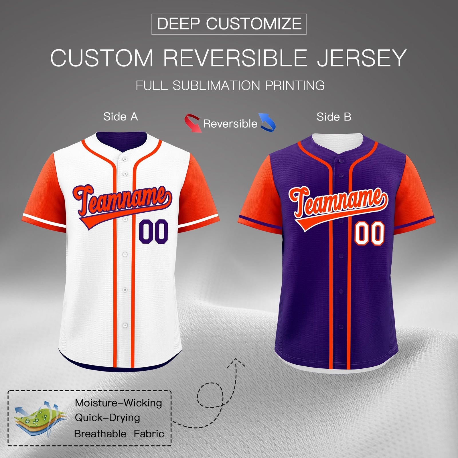 Custom Purple White Reversible Raglan Sleeves Baseball Jersey| KXKSHOP