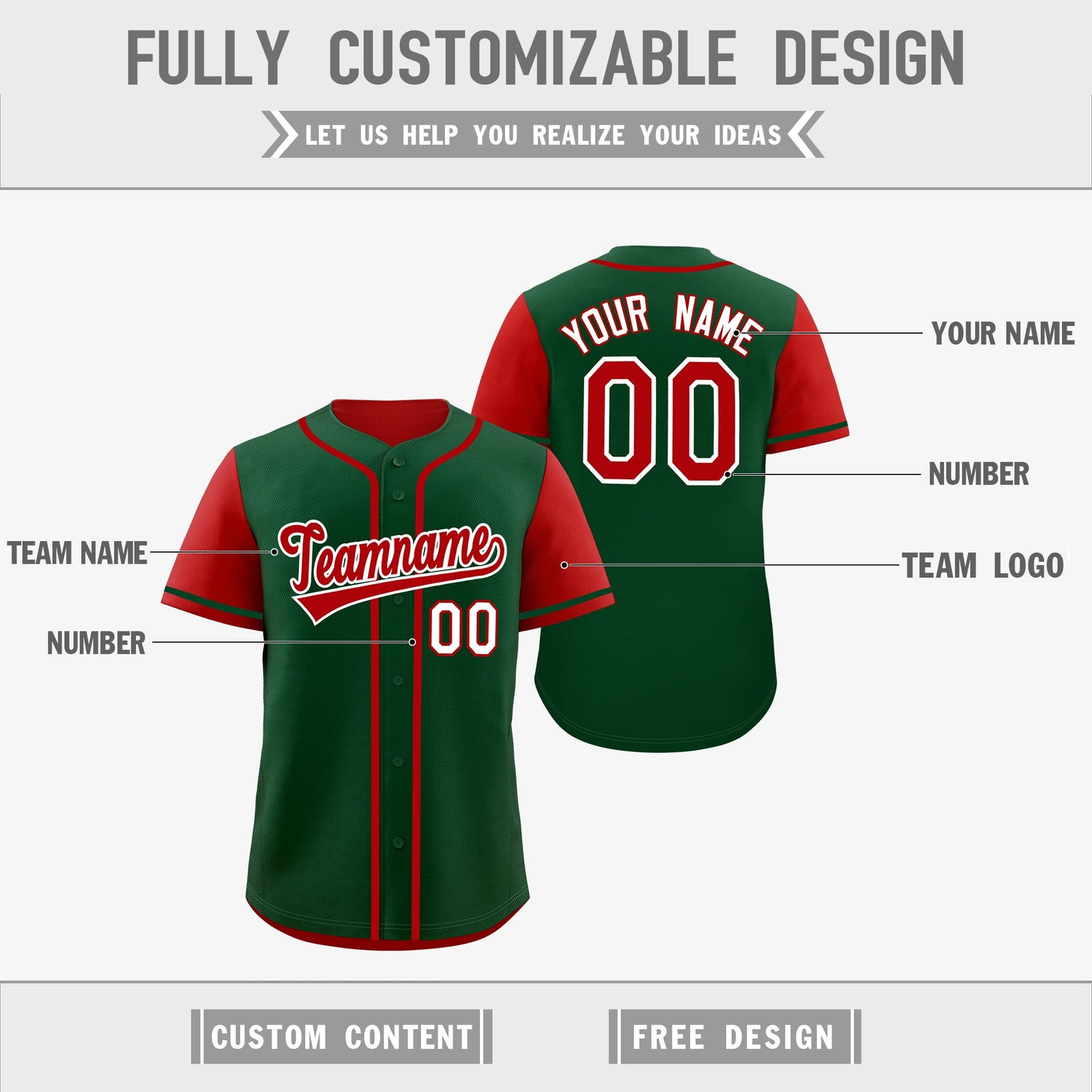 Custom Red Kelly Green Reversible Raglan Sleeves Baseball Jersey| KXKSHOP