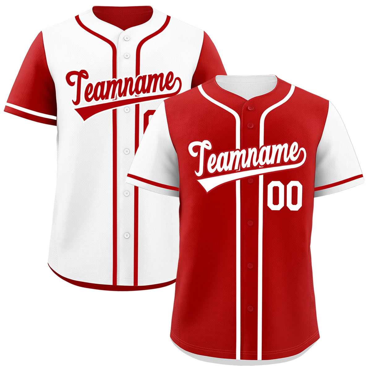 Custom White Red Reversible Raglan Sleeves Baseball Jersey| KXKSHOP