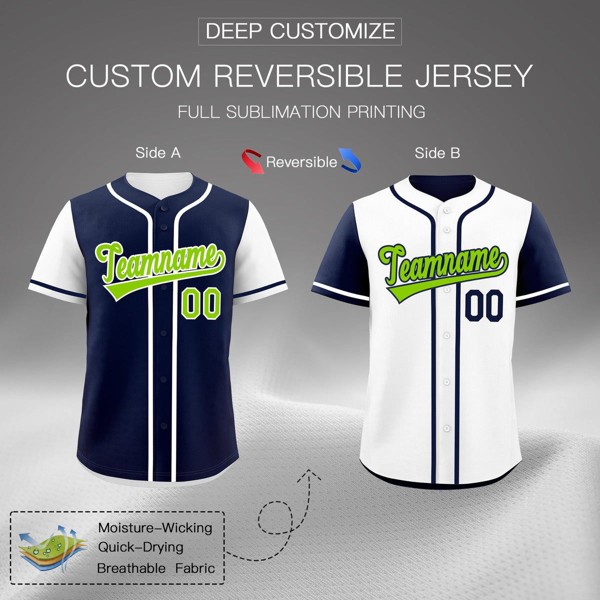 Custom White Navy Reversible Raglan Sleeves Baseball Jersey| KXKSHOP