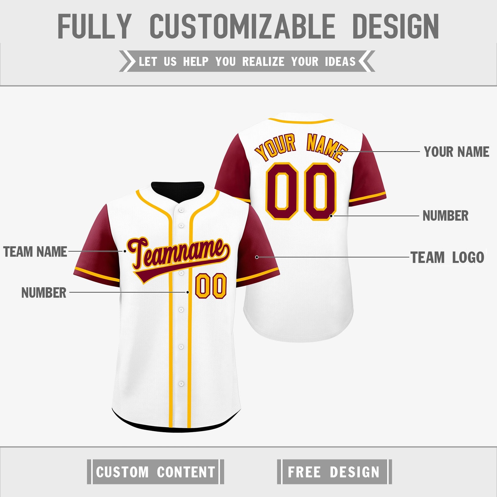 Custom White Black Yellow Reversible Raglan Sleeves Baseball Jersey| KXKSHOP