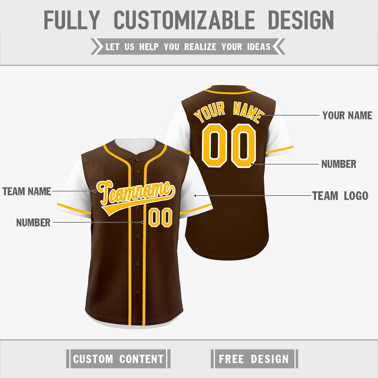 Custom Brown White Orange Reversible Raglan Sleeves Baseball Jersey| KXKSHOP