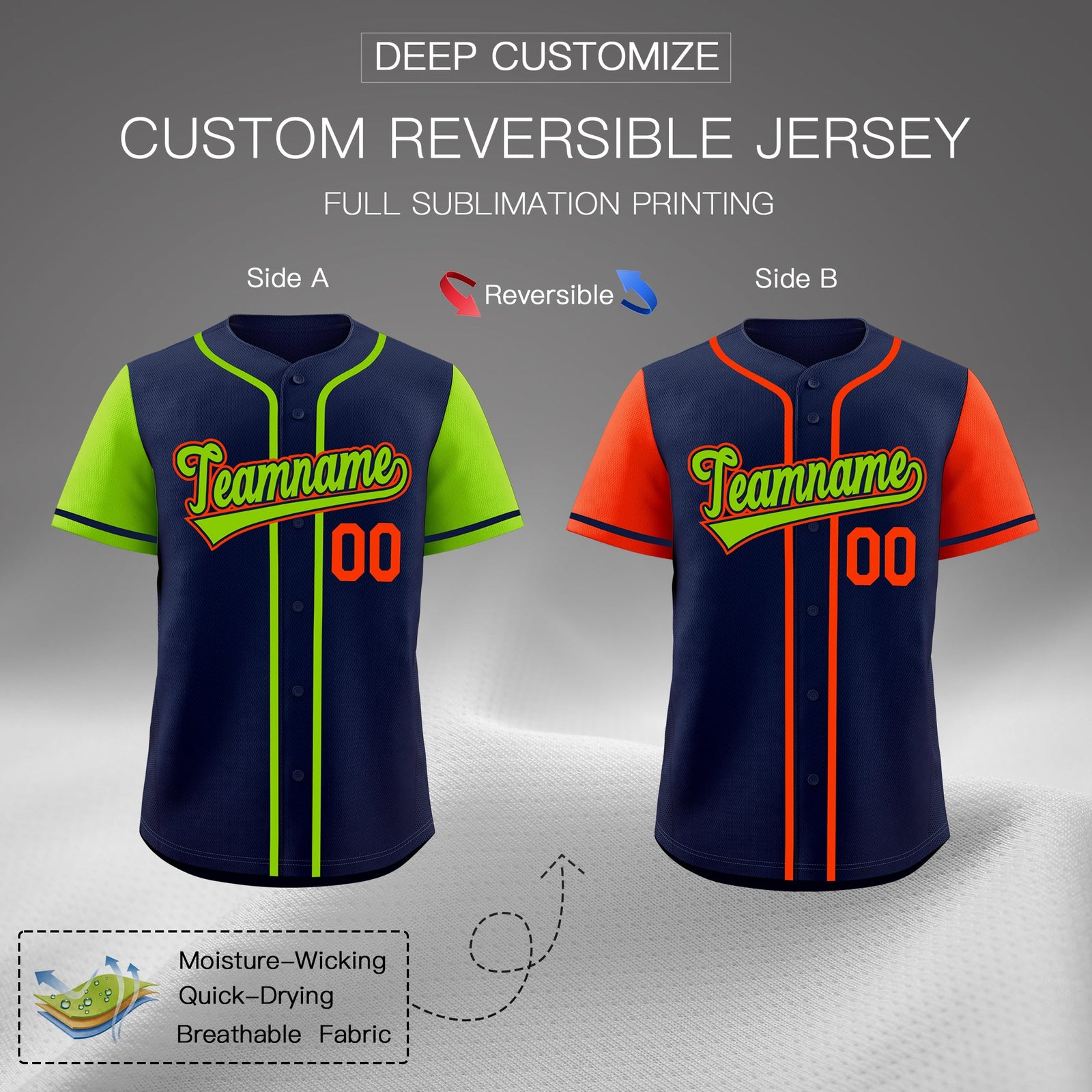 Custom Navy Red White Reversible Raglan Sleeves Baseball Jersey| KXKSHOP