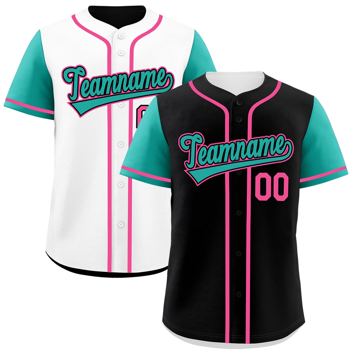 Custom Black White Pink Reversible Raglan Sleeves Baseball Jersey| KXKSHOP