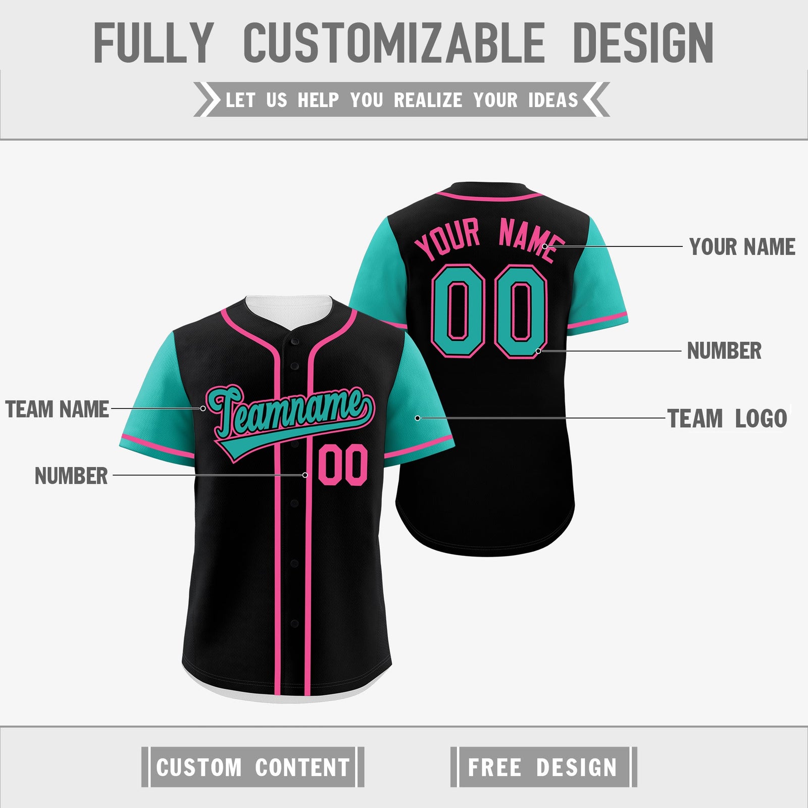 Custom Black White Pink Reversible Raglan Sleeves Baseball Jersey| KXKSHOP