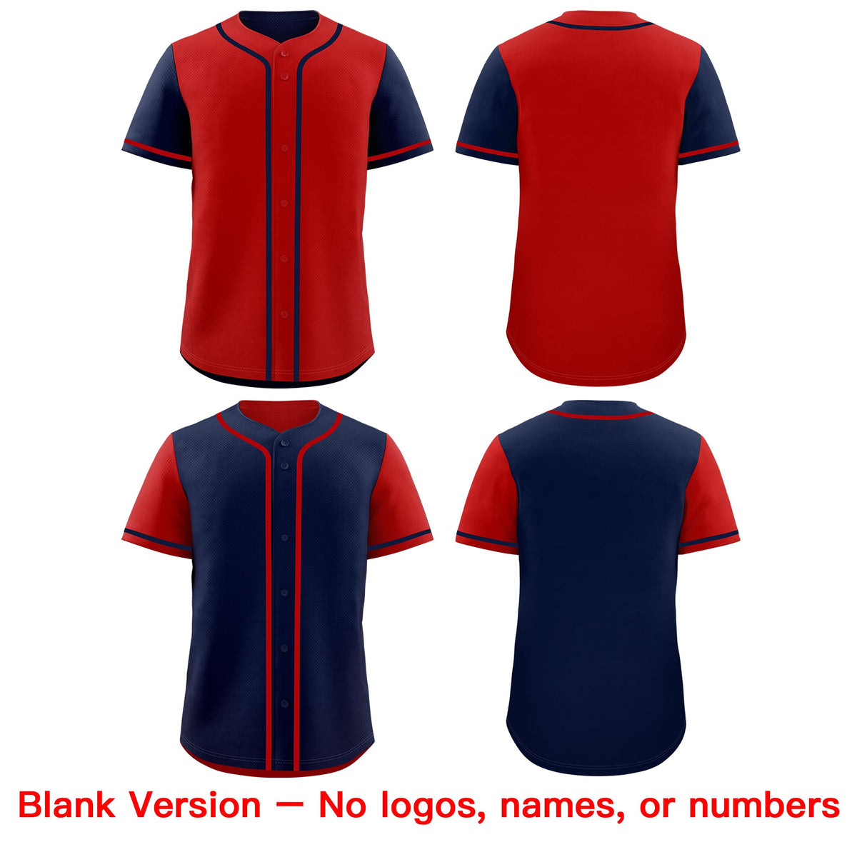 Custom Navy Red Reversible Raglan Sleeves Baseball Jersey| KXKSHOP