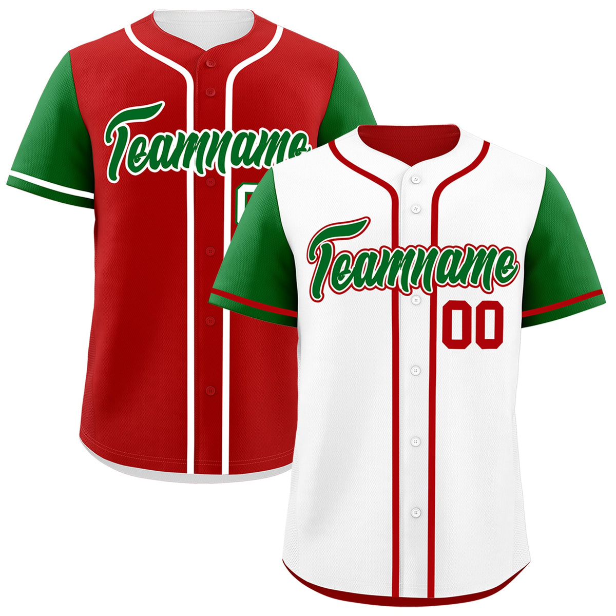 Custom White Red Reversible Raglan Sleeves Baseball Jersey| KXKSHOP