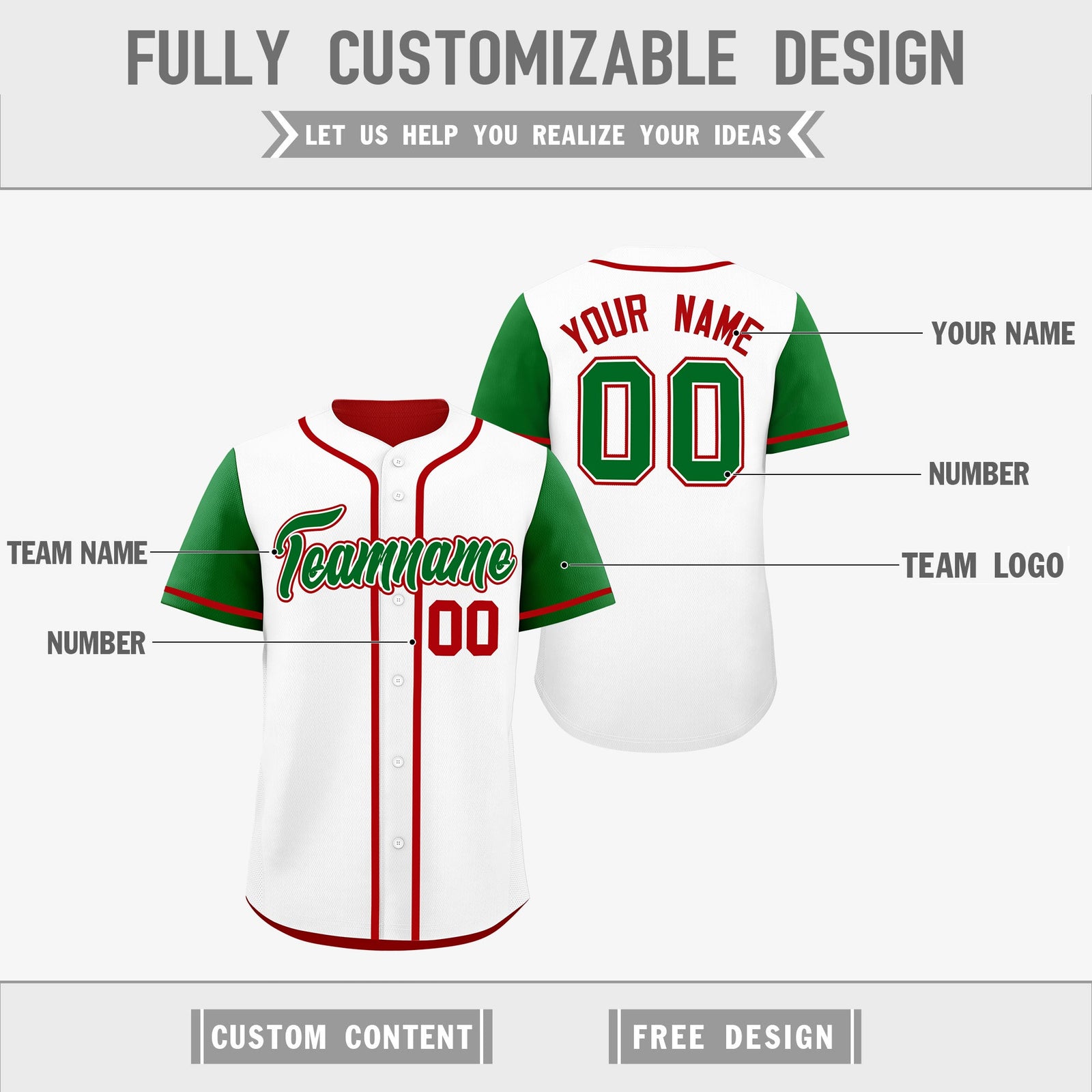 Custom White Red Reversible Raglan Sleeves Baseball Jersey| KXKSHOP
