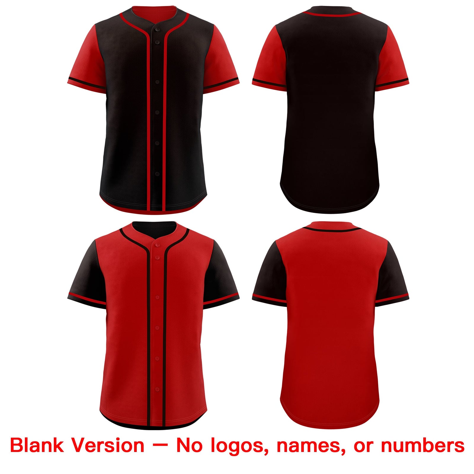 Custom Red Black Reversible Raglan Sleeves Baseball Jersey| KXKSHOP