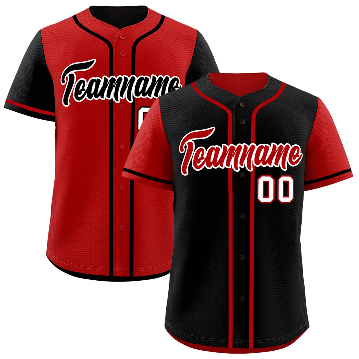 Custom Red Black Reversible Raglan Sleeves Baseball Jersey| KXKSHOP