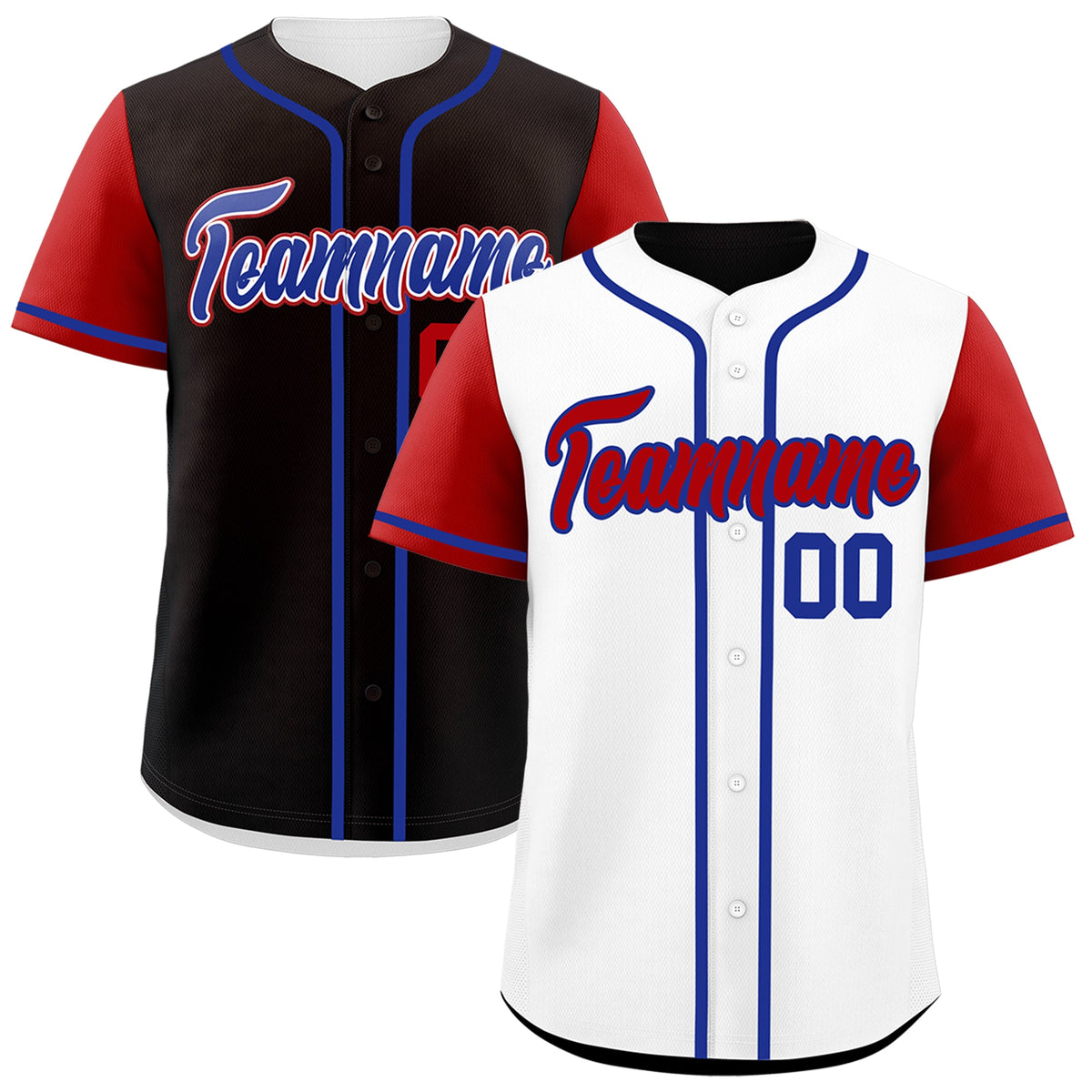 Custom White Black Royal Blue Reversible Raglan Sleeves Baseball Jersey| KXKSHOP