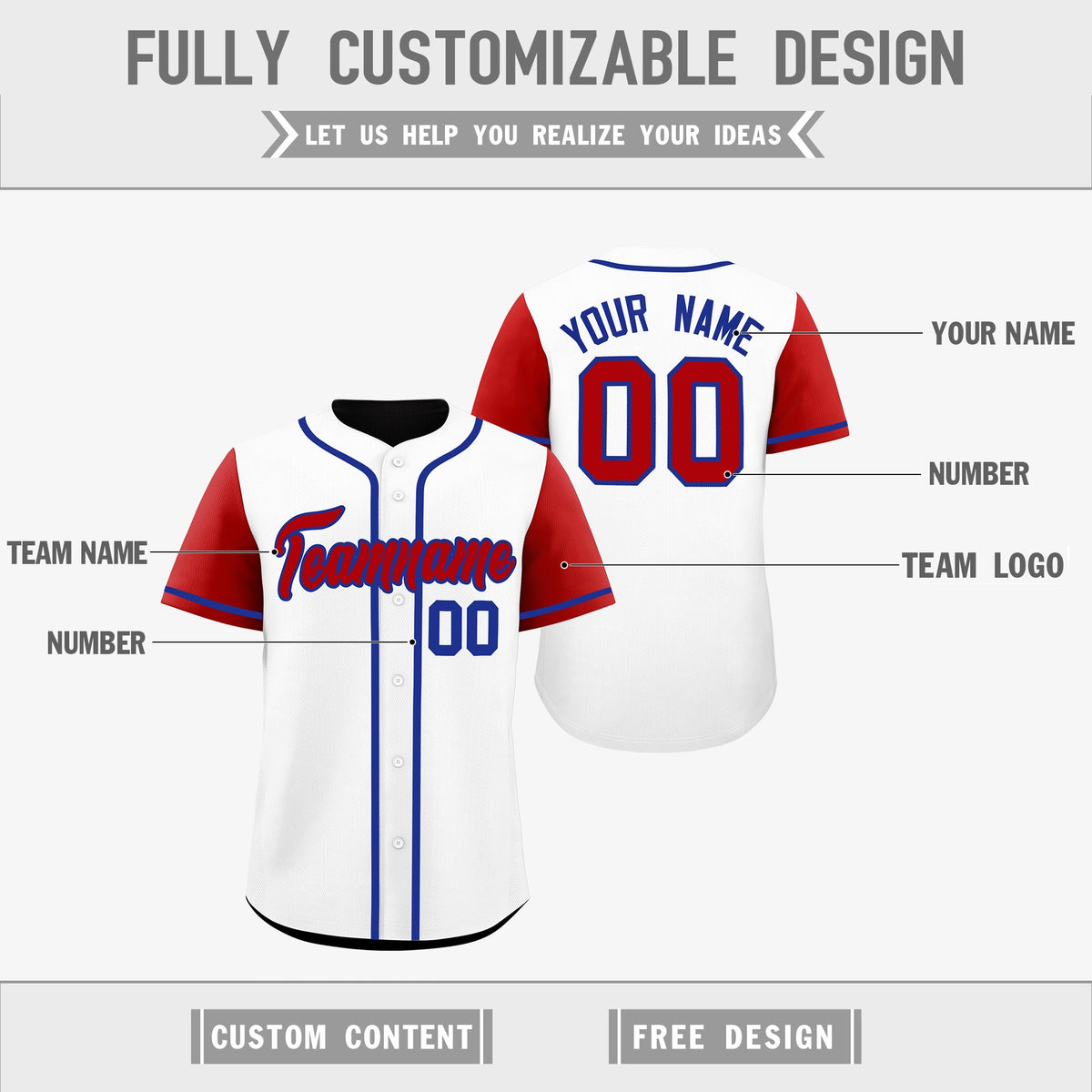 Custom White Black Royal Blue Reversible Raglan Sleeves Baseball Jersey| KXKSHOP