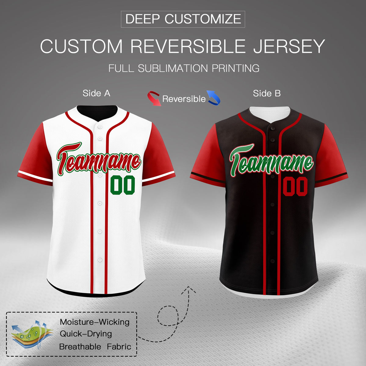 Custom Black White Reversible Raglan Sleeves Baseball Jersey| KXKSHOP
