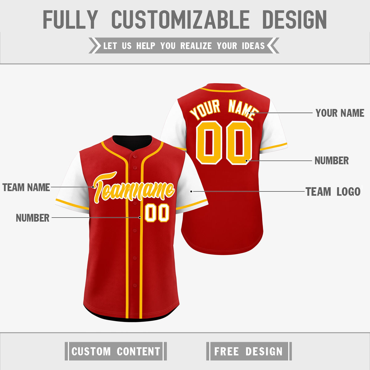 Custom Red Black Yellow Reversible Raglan Sleeves Baseball Jersey| KXKSHOP