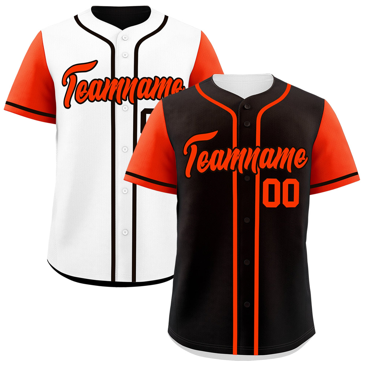 Custom Black White Orange Reversible Raglan Sleeves Baseball Jersey| KXKSHOP