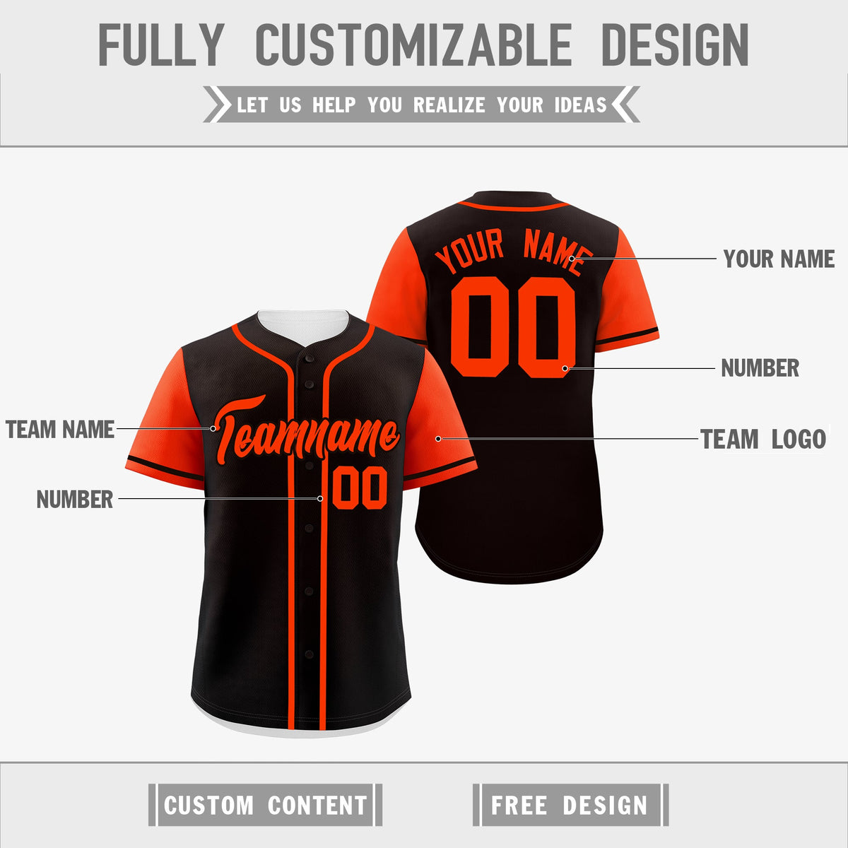 Custom Black White Orange Reversible Raglan Sleeves Baseball Jersey| KXKSHOP
