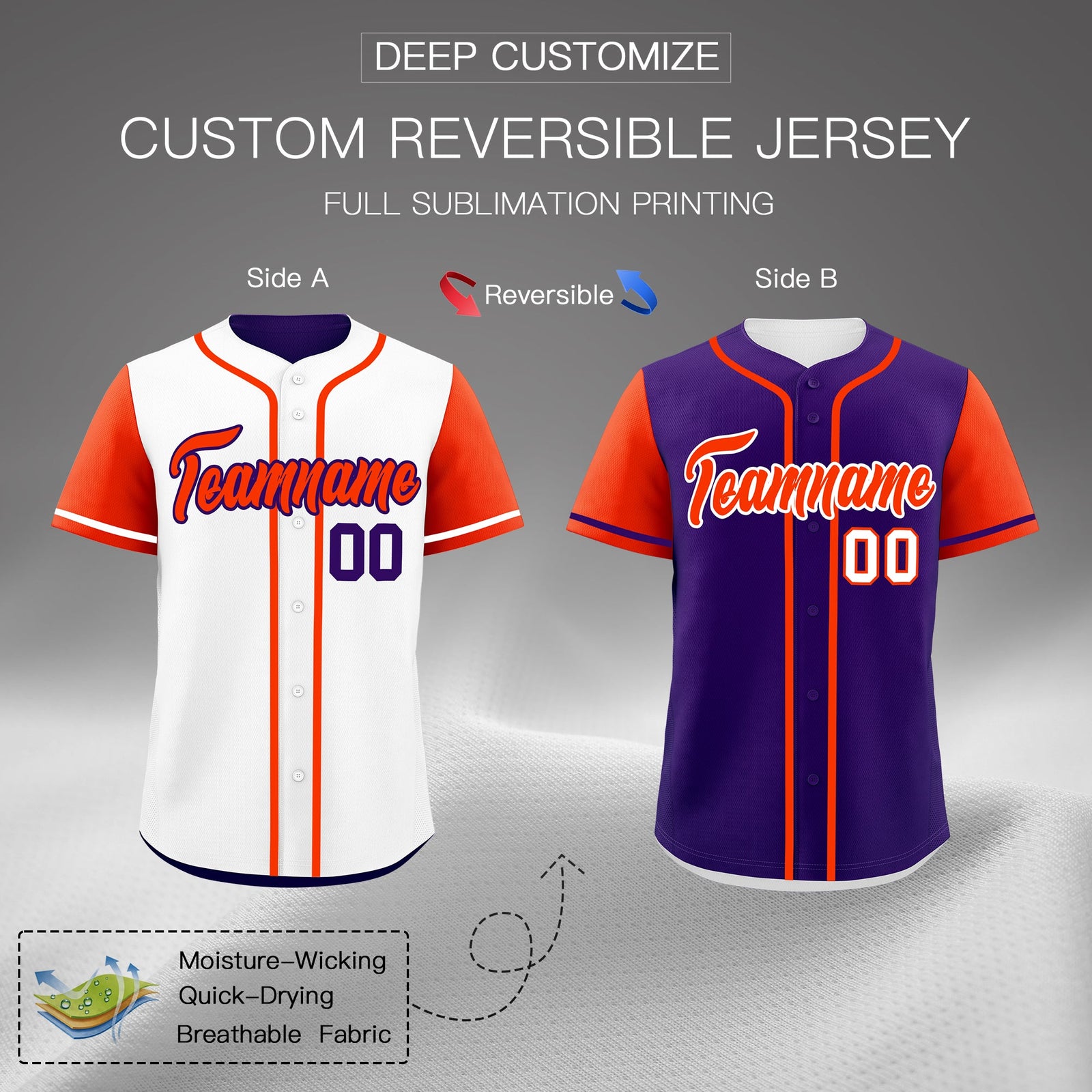 Custom Purple White Reversible Raglan Sleeves Baseball Jersey| KXKSHOP