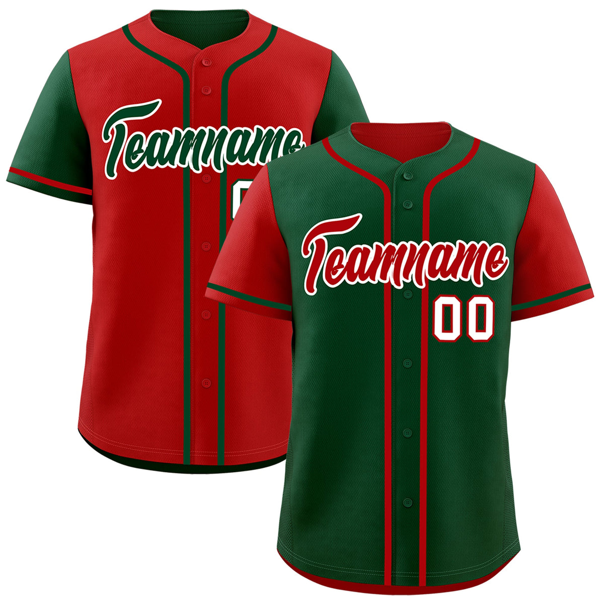 Custom Red Kelly Green Reversible Raglan Sleeves Baseball Jersey| KXKSHOP